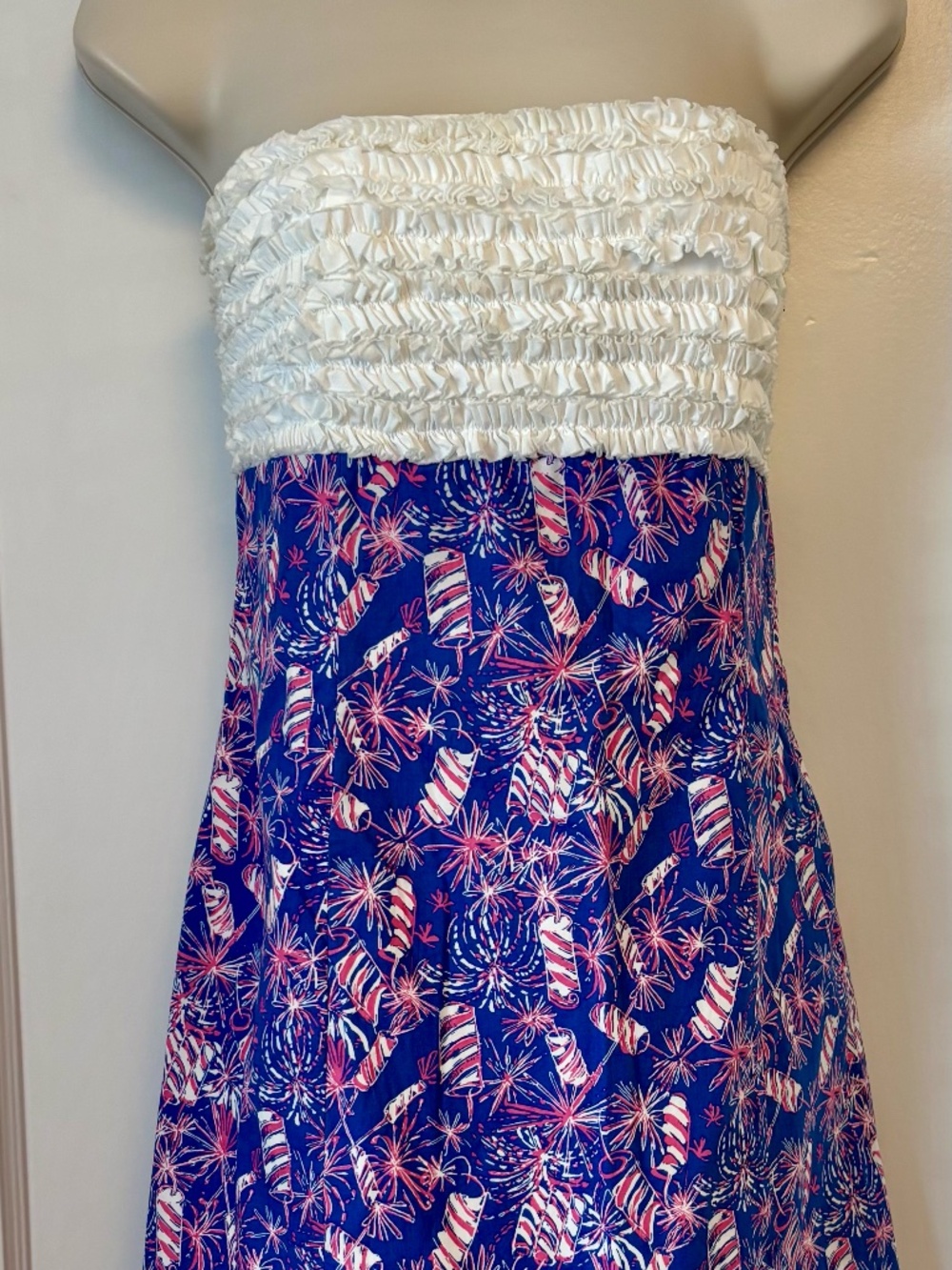 HTF Lilly Pulitzer Franco Strapless Dress — “Cherry Bomb” 🎆🇺🇸